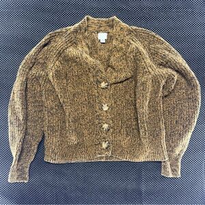 a new day Chunky Shawl Collar Button-Front Cardigan in Mustard Brown